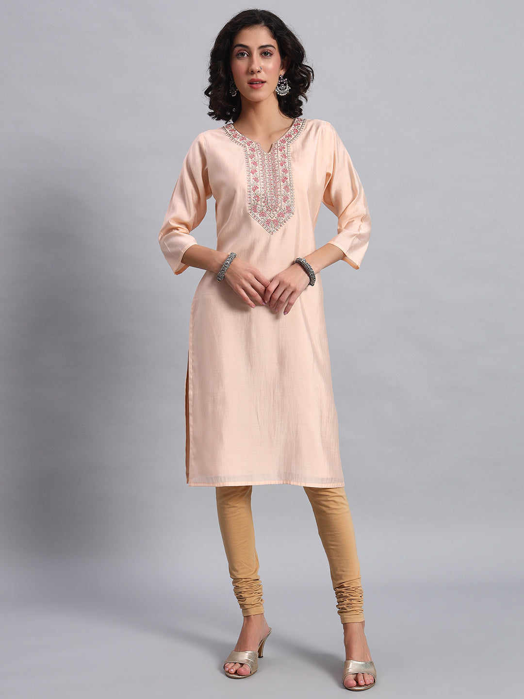 Blush Pink straight-fit kurta