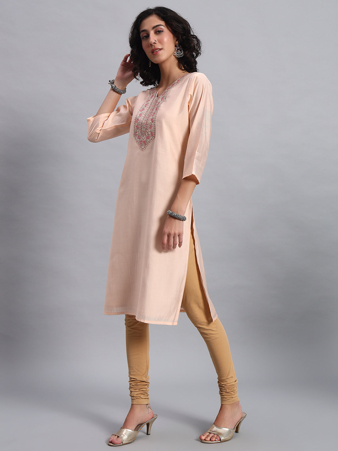 Blush Pink straight-fit kurta