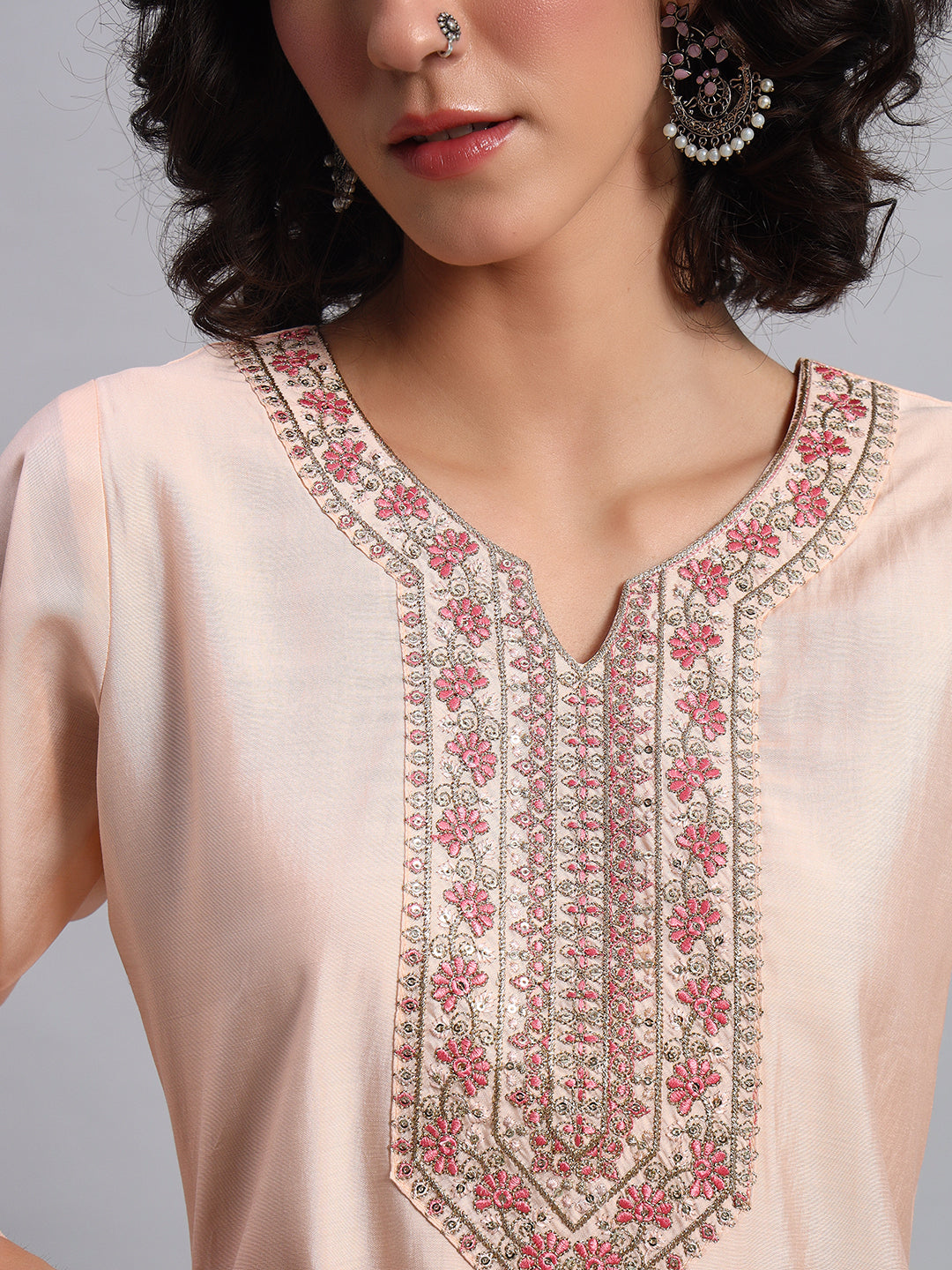 Blush Pink straight-fit kurta