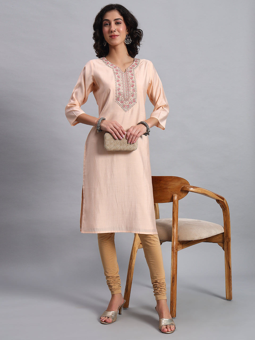 Blush Pink straight-fit kurta