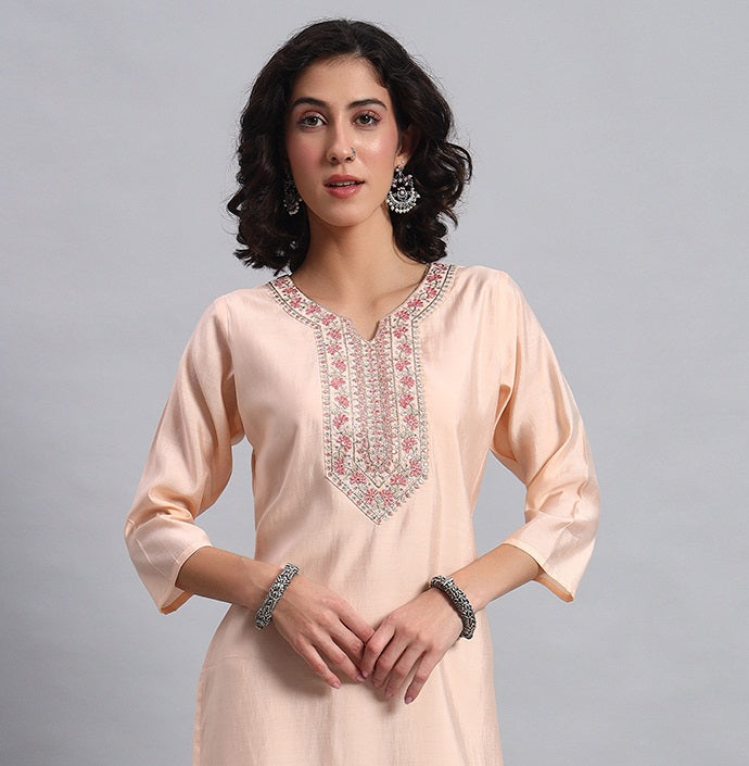 Blush Pink straight-fit kurta