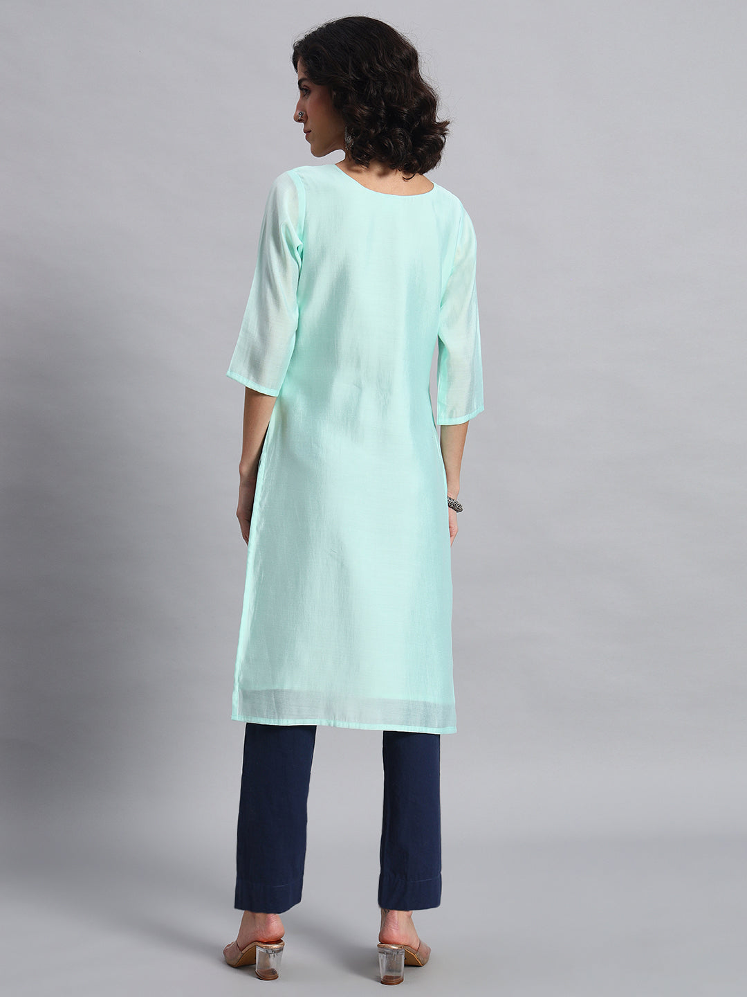 Seafoam Green straight-fit kurta