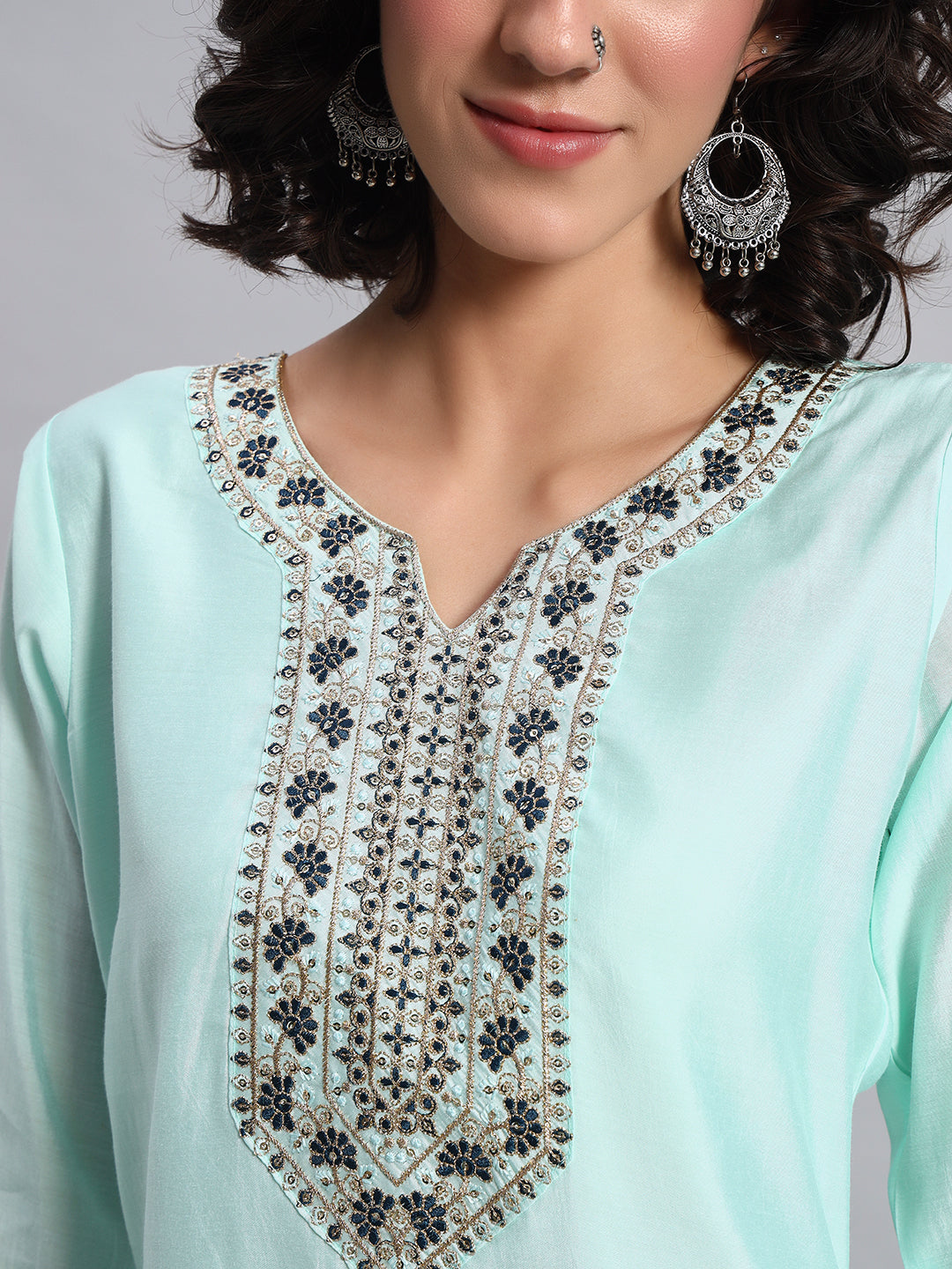 Seafoam Green straight-fit kurta
