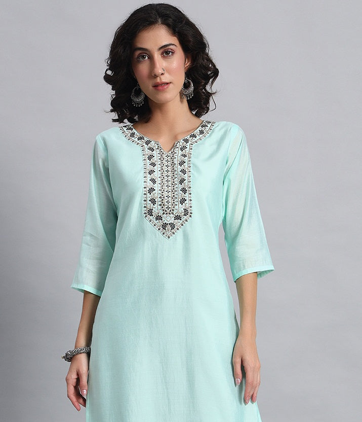 Seafoam Green straight-fit kurta