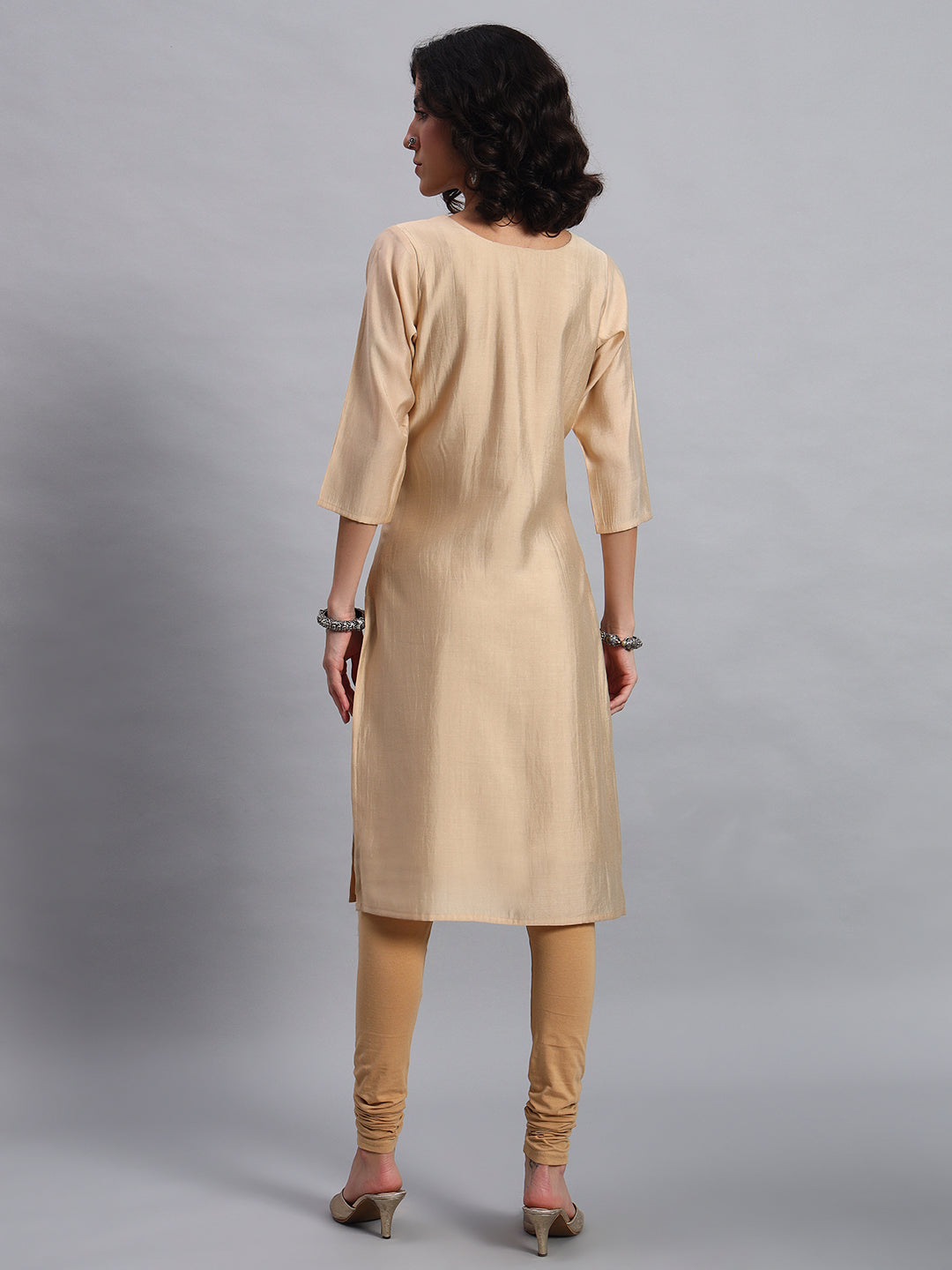 Champagne beige straight-fit kurta
