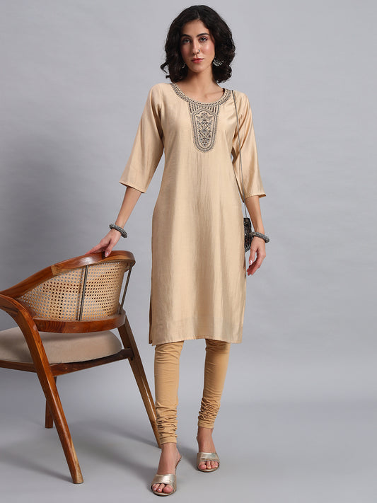 Champagne beige straight-fit kurta