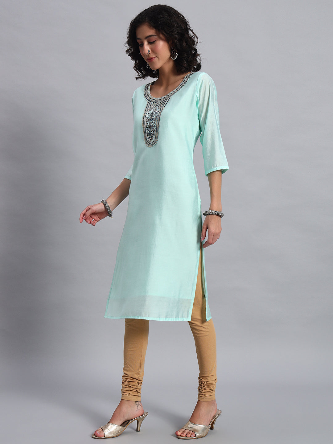 Aqua straight-fit kurta