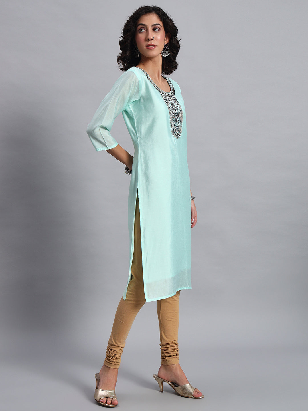 Aqua straight-fit kurta