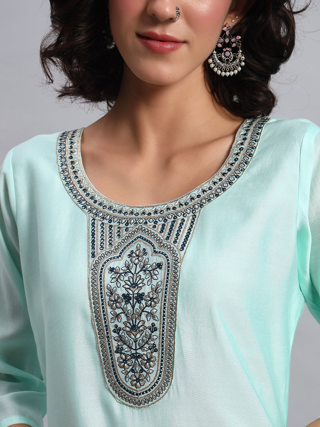 Aqua straight-fit kurta