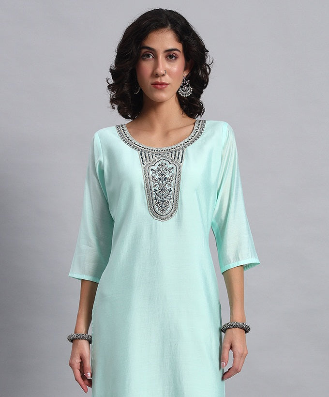 Aqua straight-fit kurta