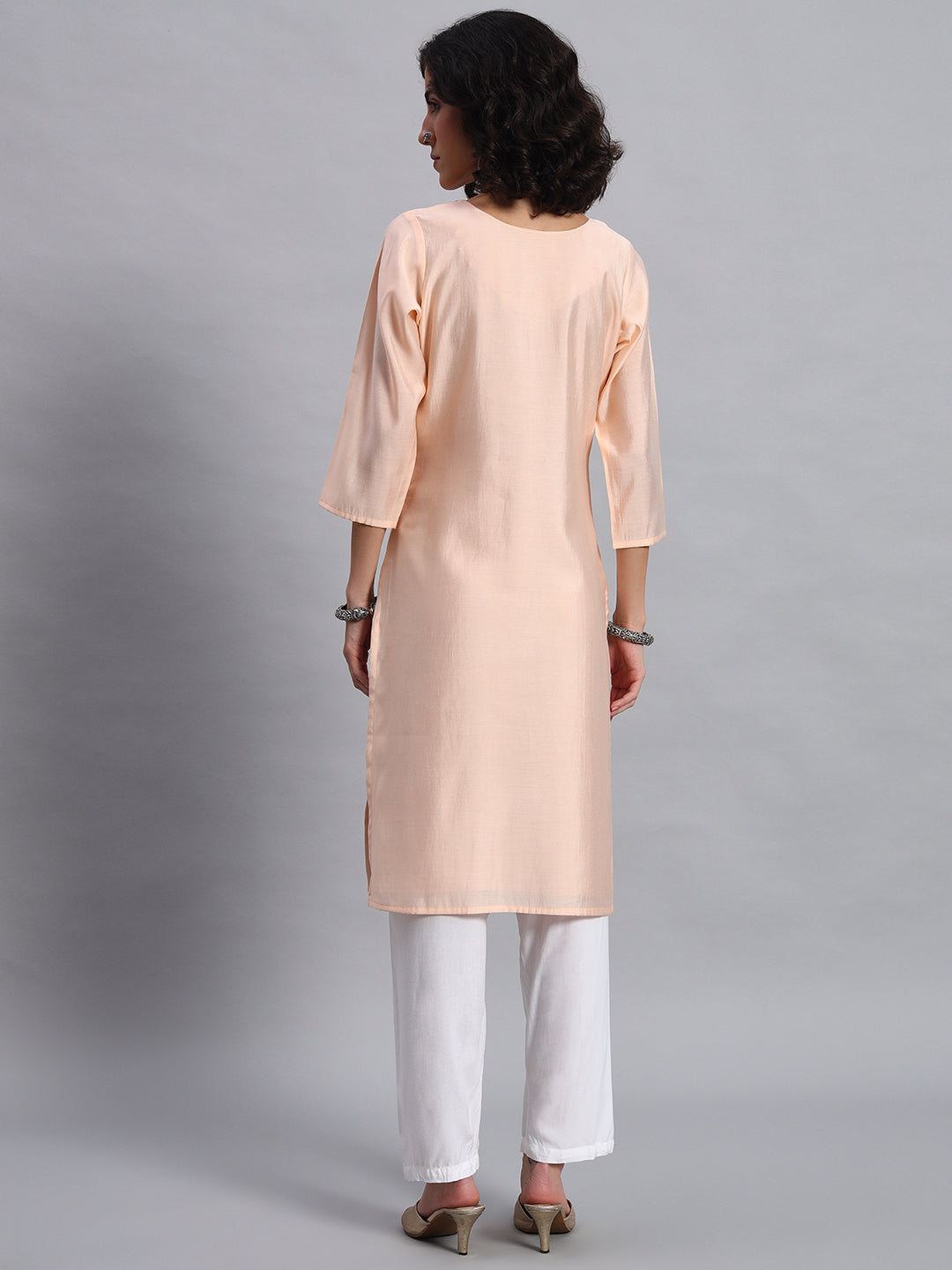 Rose Beige straight-fit kurta
