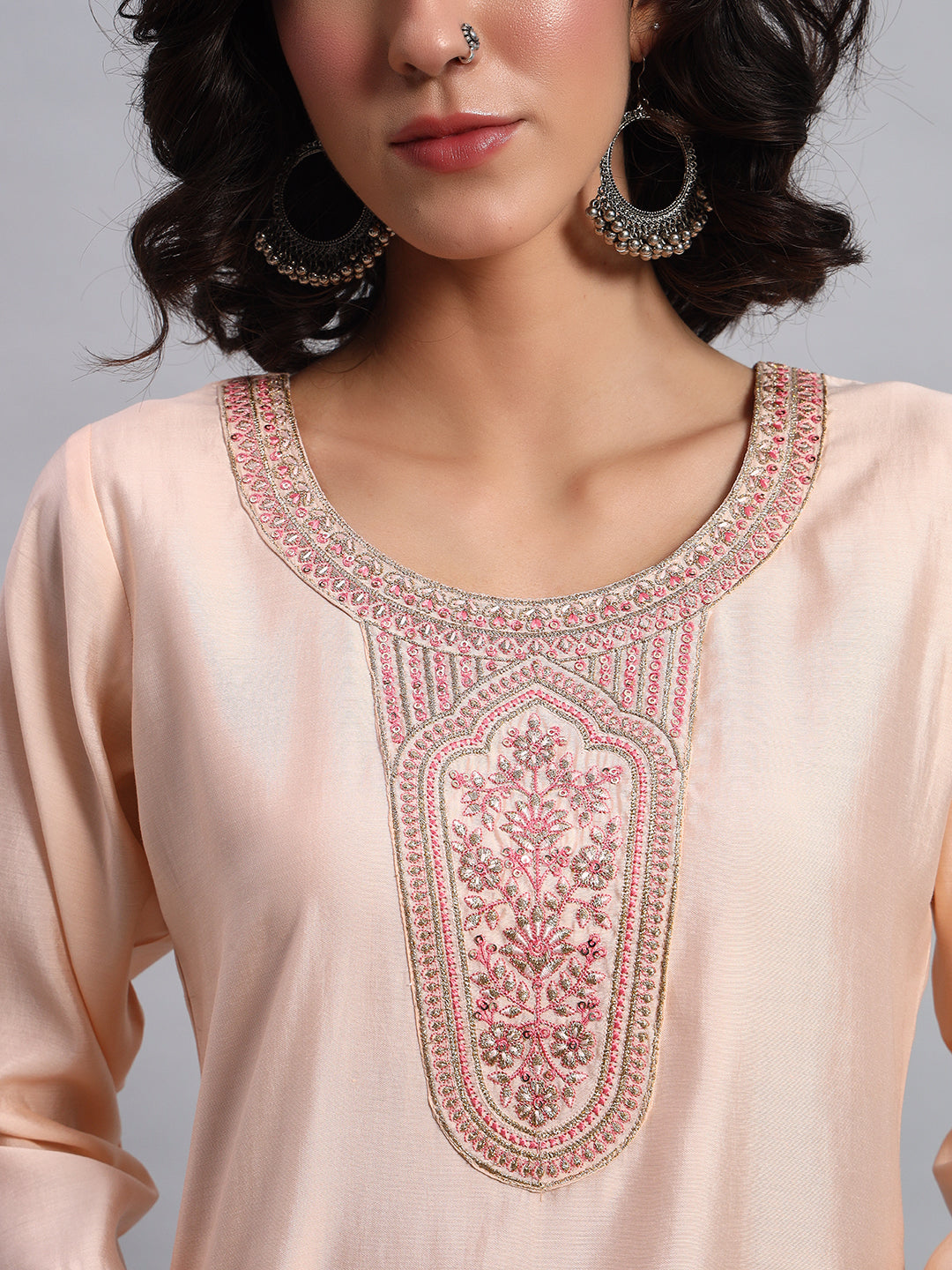 Rose Beige straight-fit kurta