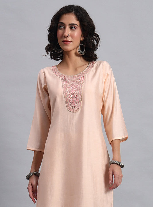 Rose Beige straight-fit kurta