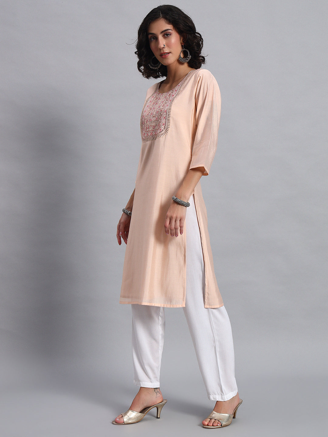 Peach-toned kurta