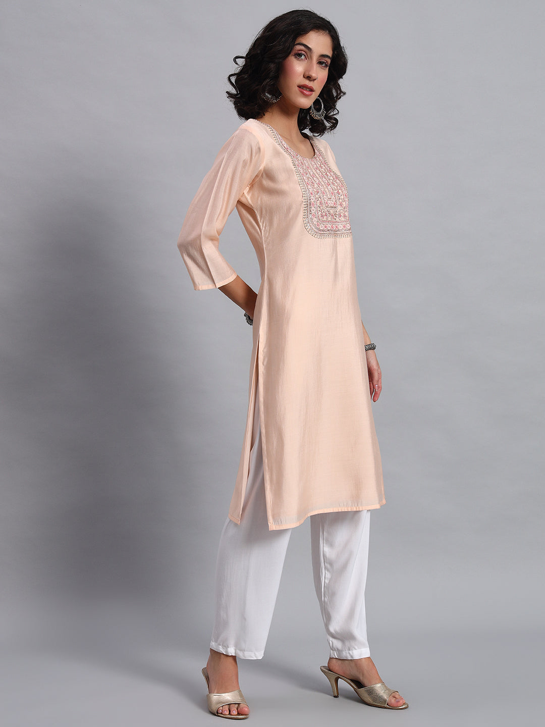 Peach-toned kurta
