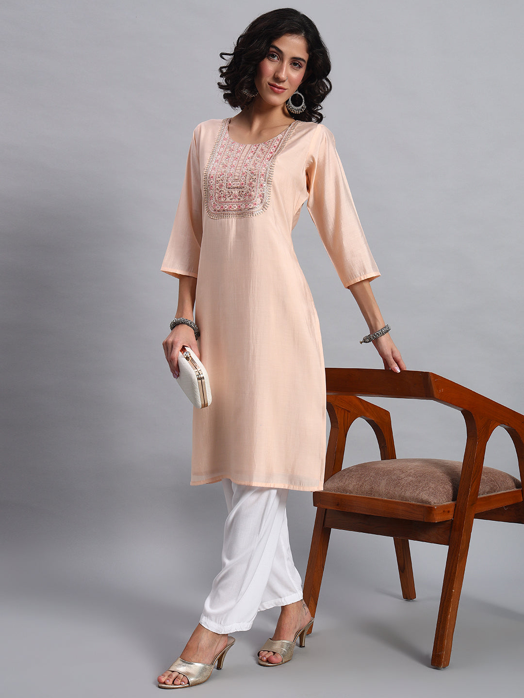 Peach-toned kurta