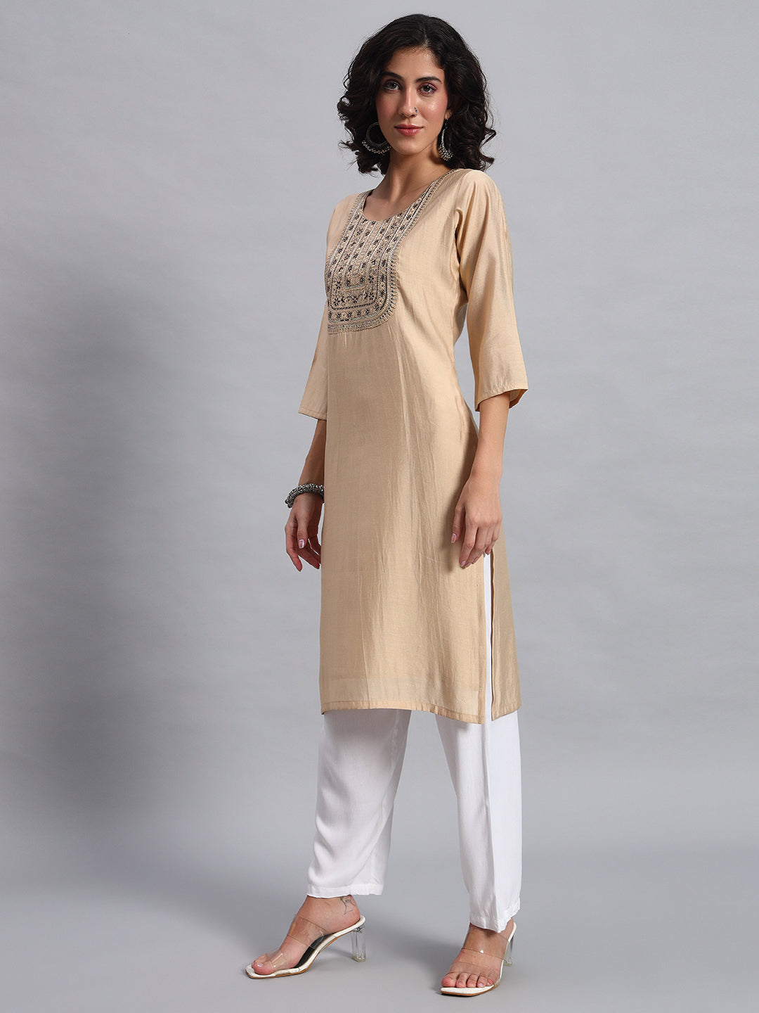 Champagne-beige kurta set
