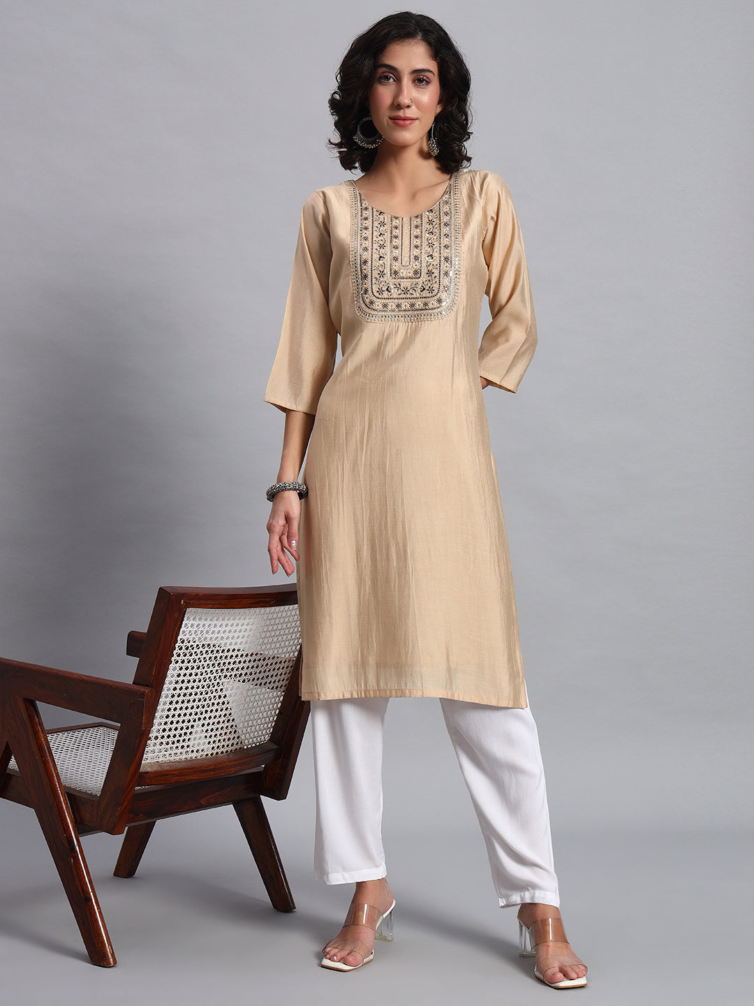 Champagne-beige kurta set