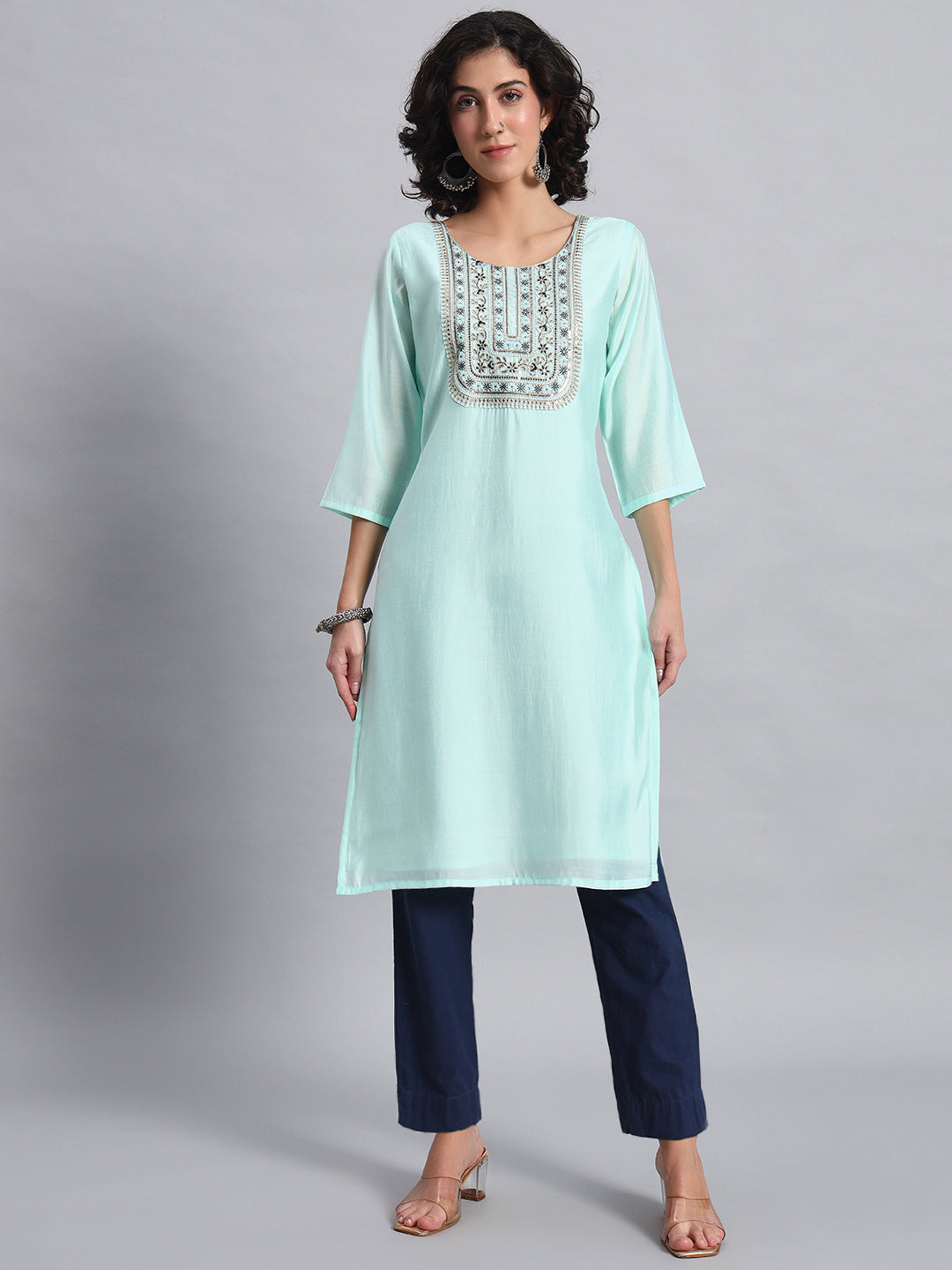Mint aqua straight kurta