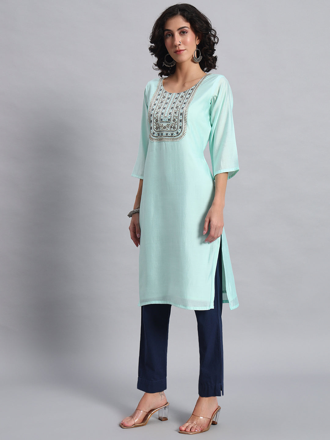 Mint aqua straight kurta
