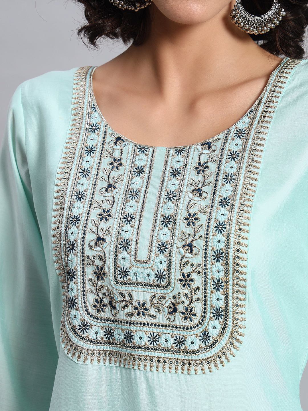 Mint aqua straight kurta