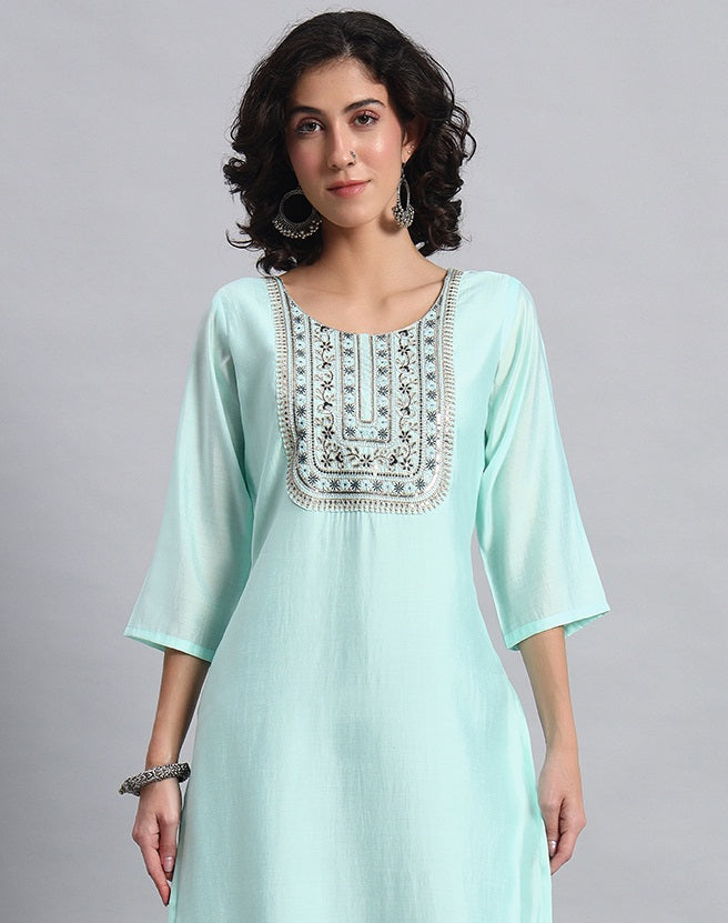 Mint aqua straight kurta