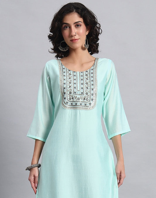 Mint aqua straight kurta