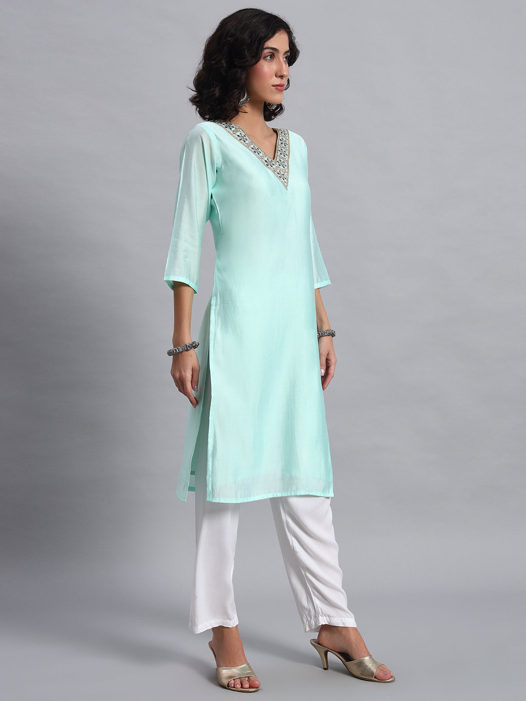 Mint aqua straight kurta