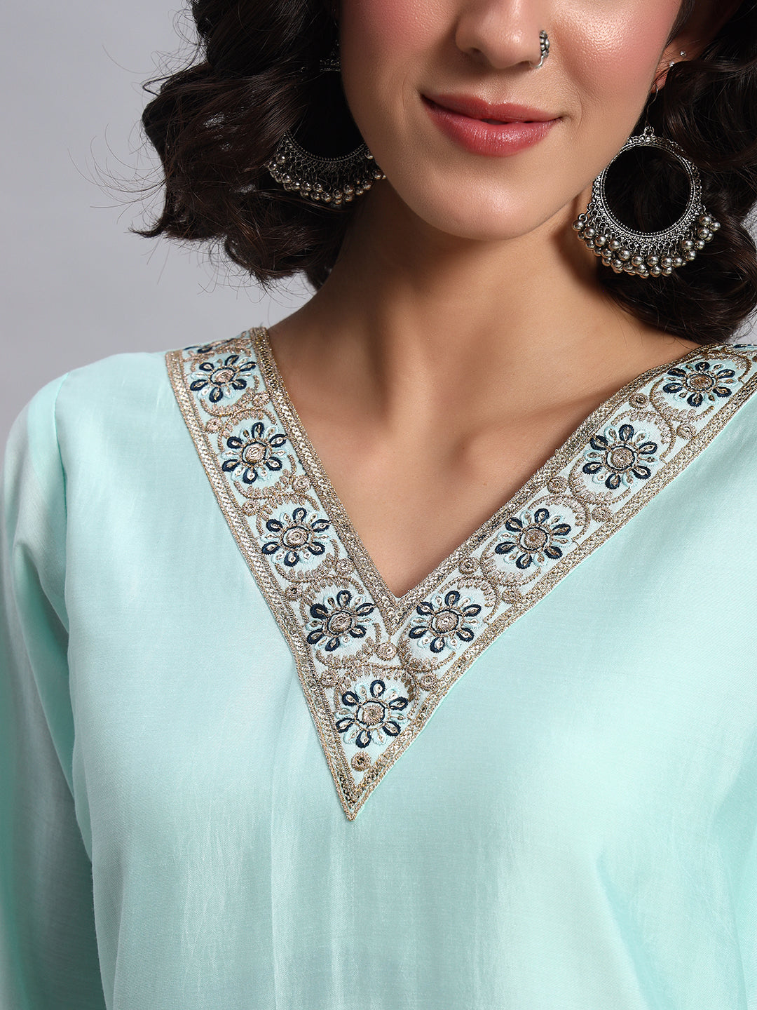Mint aqua straight kurta
