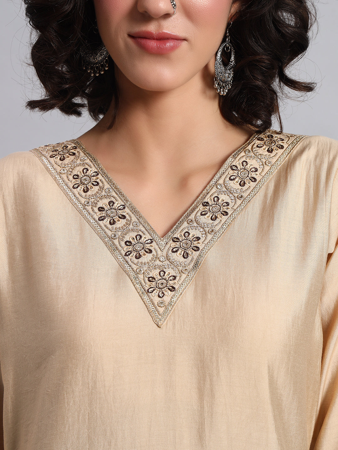 Cream straight kurta