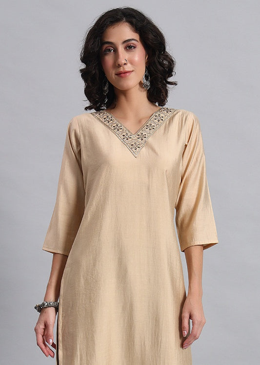 Cream straight kurta