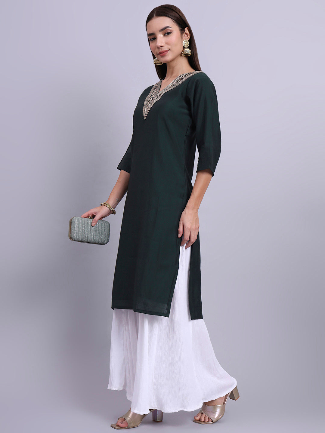 Bottle Green Straight Kurta