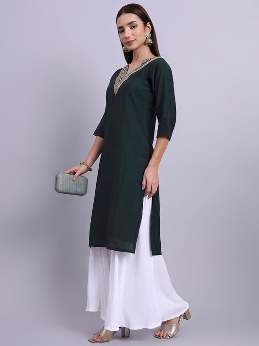 Bottle Green Straight Kurta