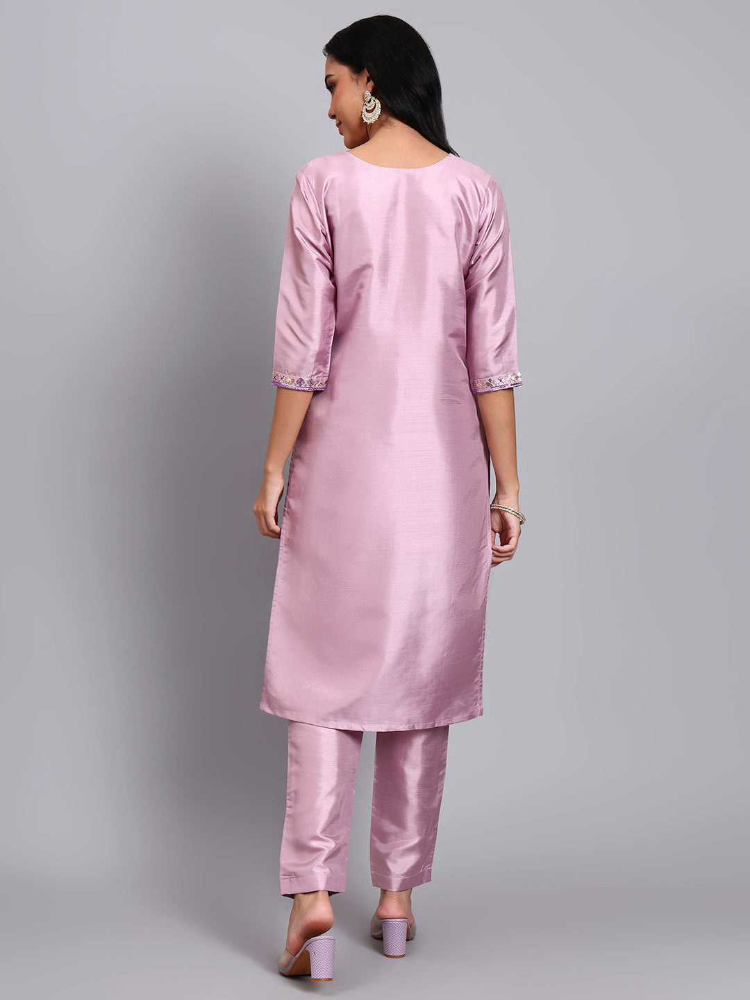 Light Pink Embroidered Straight Kurta set