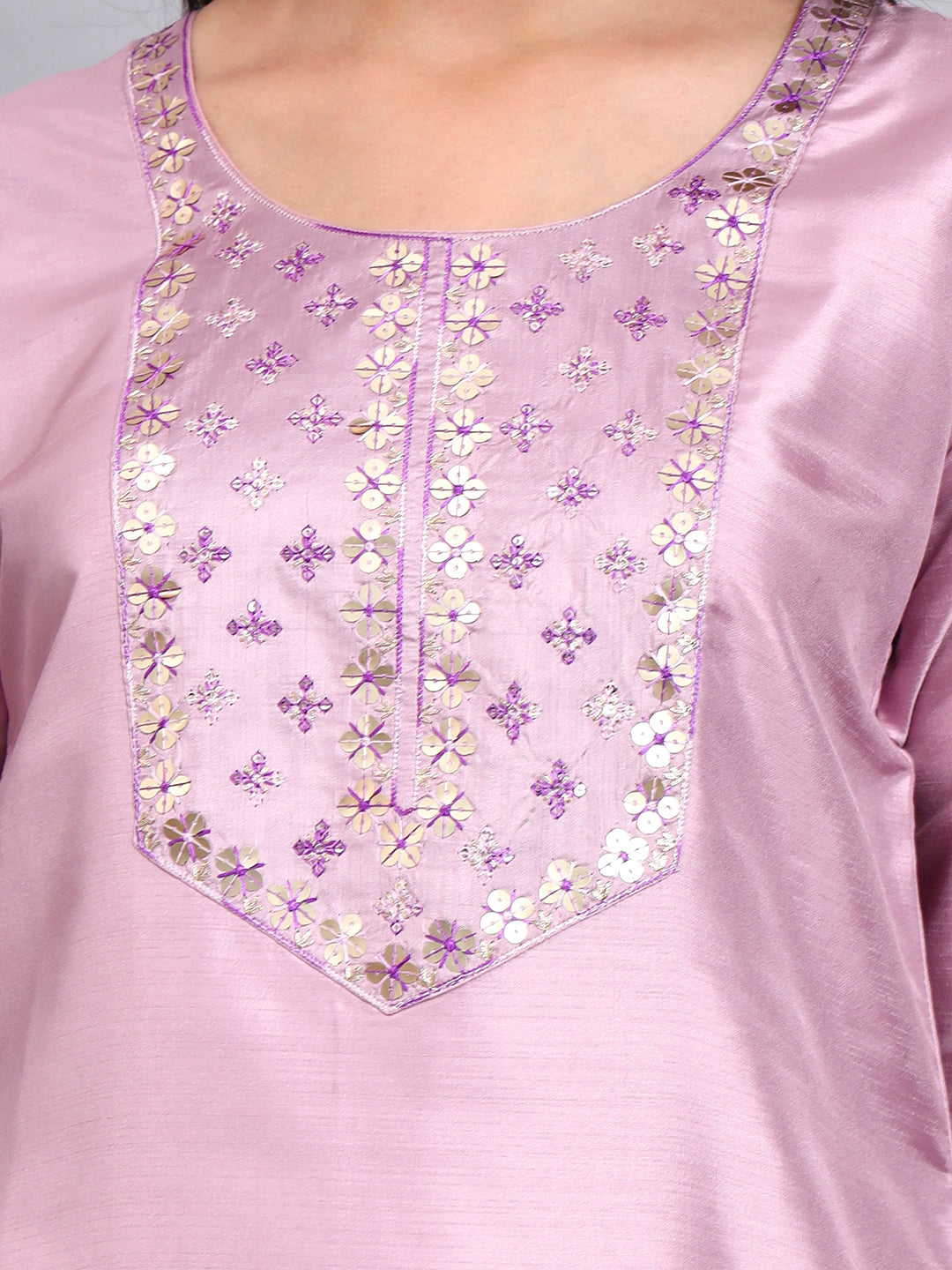 Light Pink Embroidered Straight Kurta set