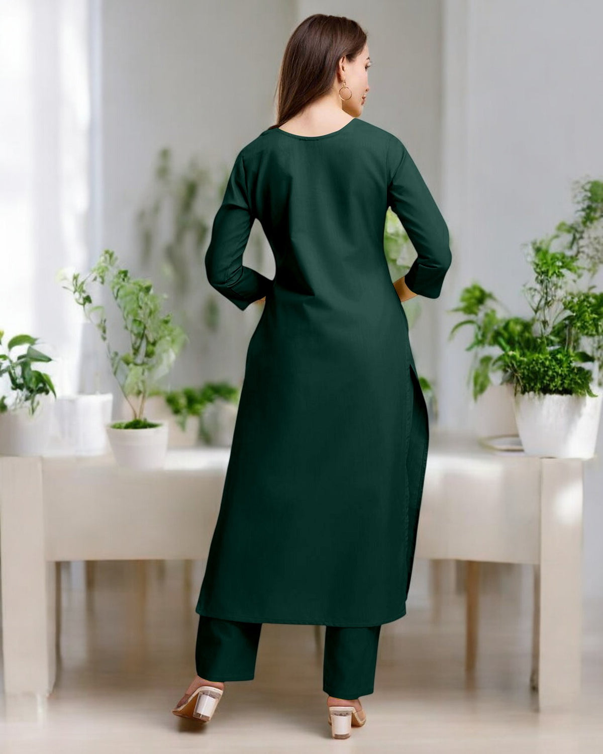 BGreen Straight Kurta Set for Women