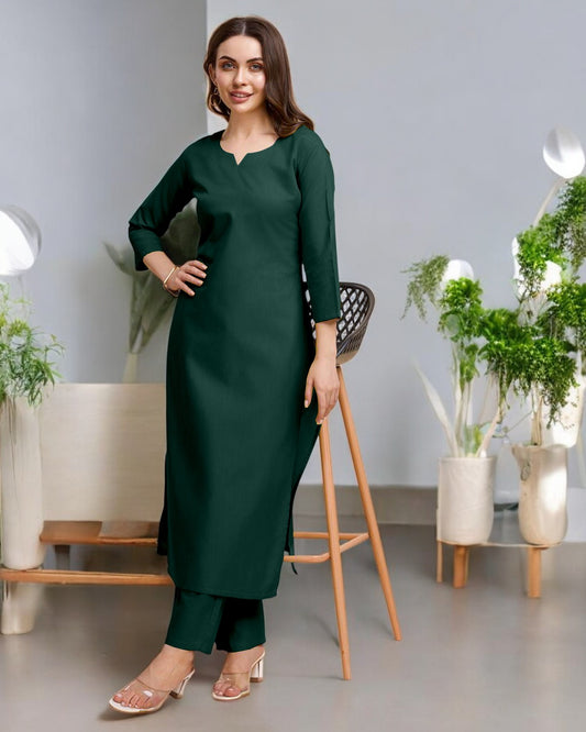 BGreen Straight Kurta Set for Women
