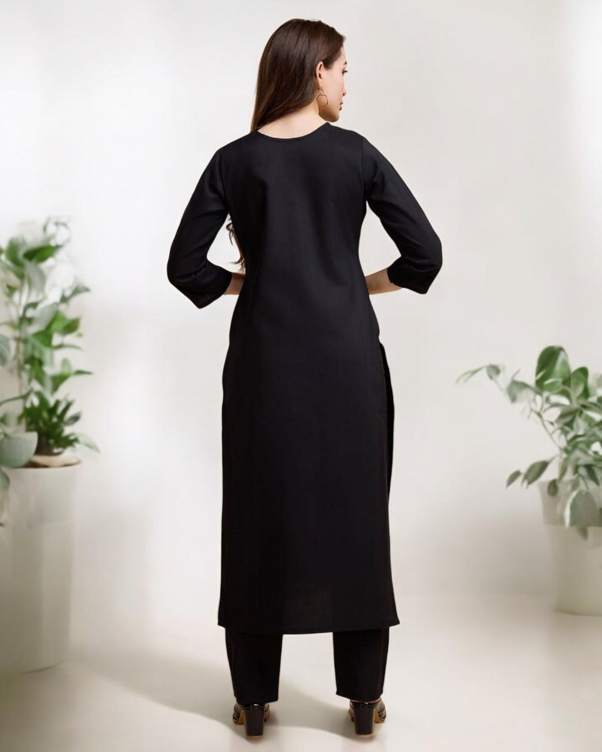 Black Straight Kurta Set for Women