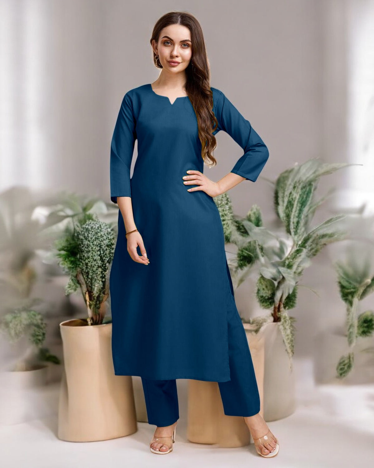 NvayBlue Straight Kurta Set for Women