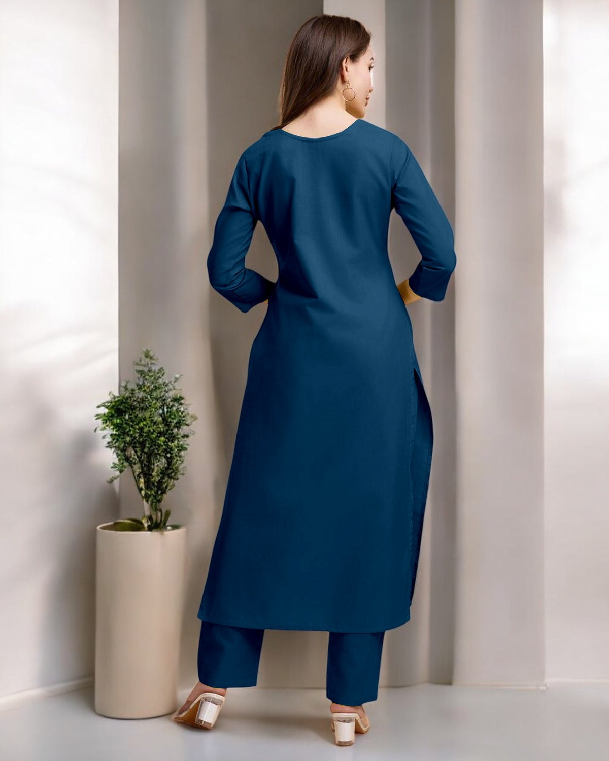 NvayBlue Straight Kurta Set for Women