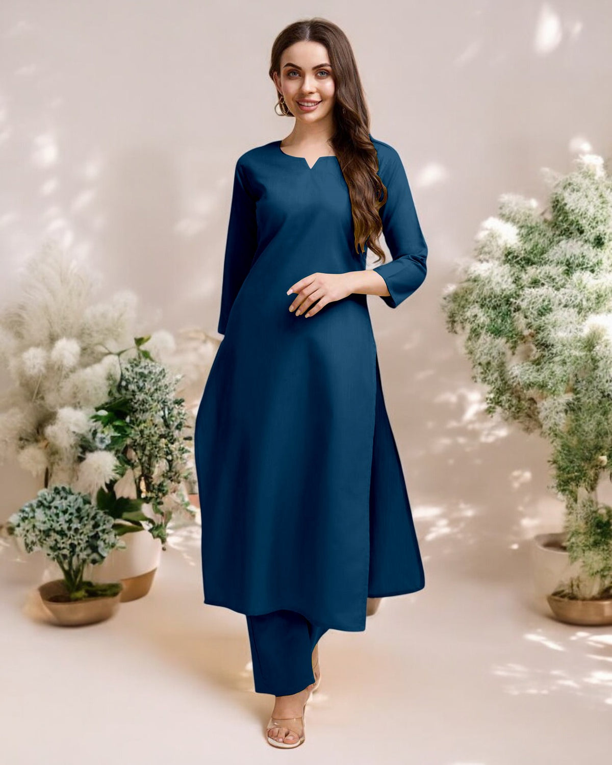NvayBlue Straight Kurta Set for Women