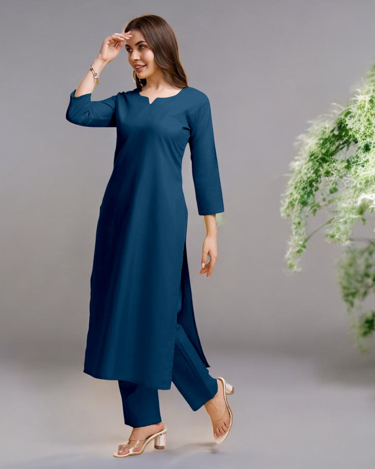 NvayBlue Straight Kurta Set for Women