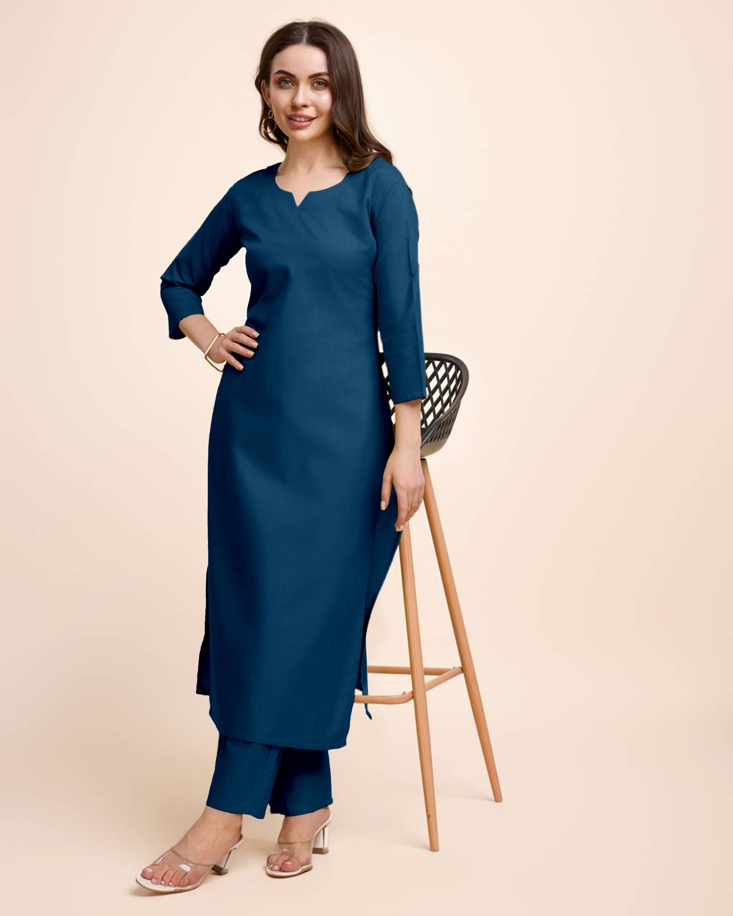 White Straight Kurta Set for Women