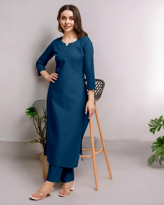 NvayBlue Straight Kurta Set for Women