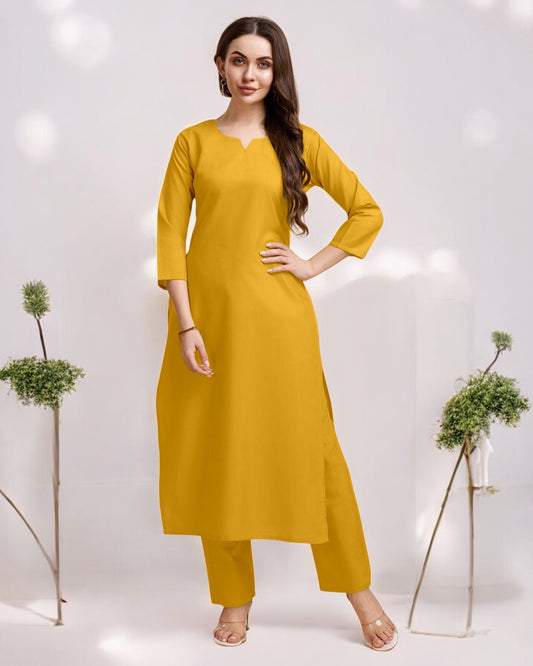 Yellow Straight Kurta Set for Women