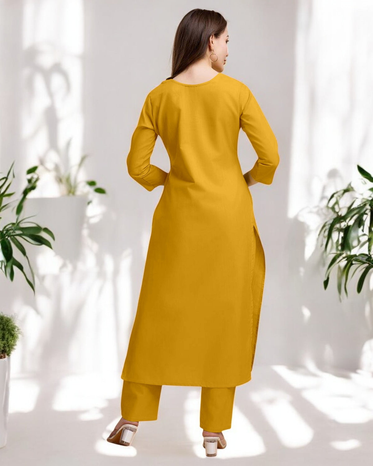 Yellow Straight Kurta Set for Women
