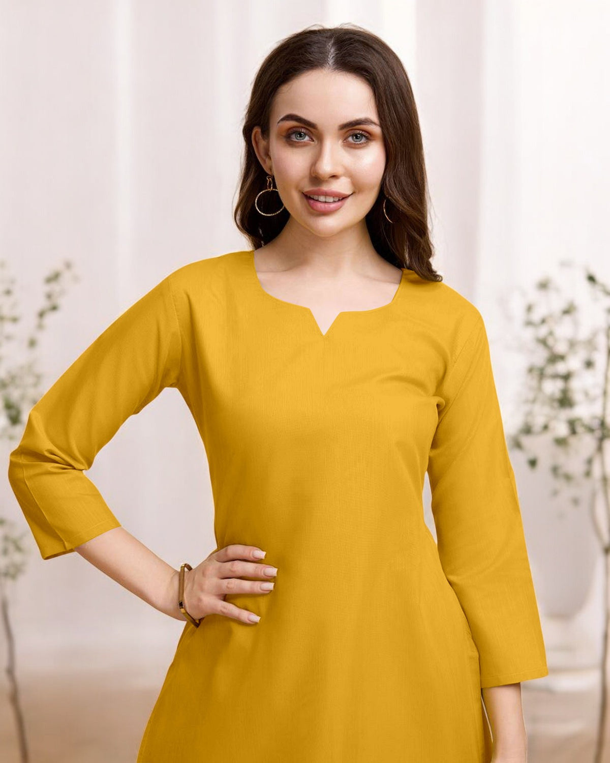 Yellow Straight Kurta Set for Women
