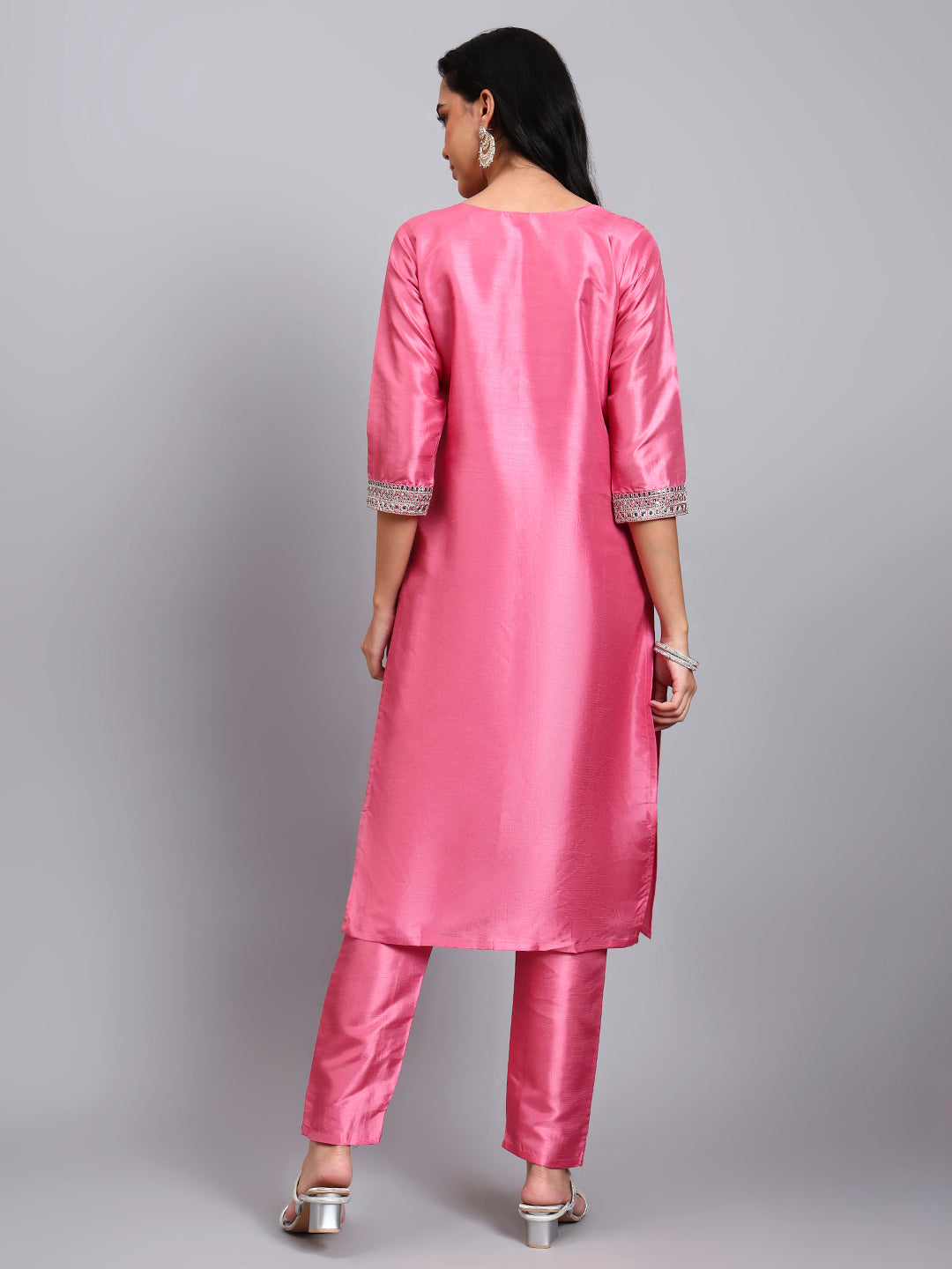 Pink Embroidered Kurta Set