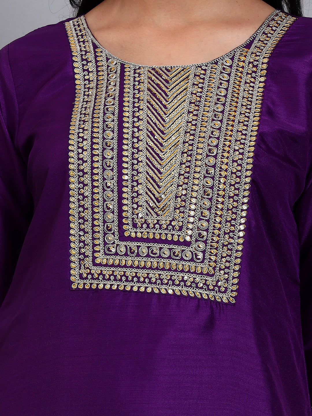 Purple Embroidered Kurta Set