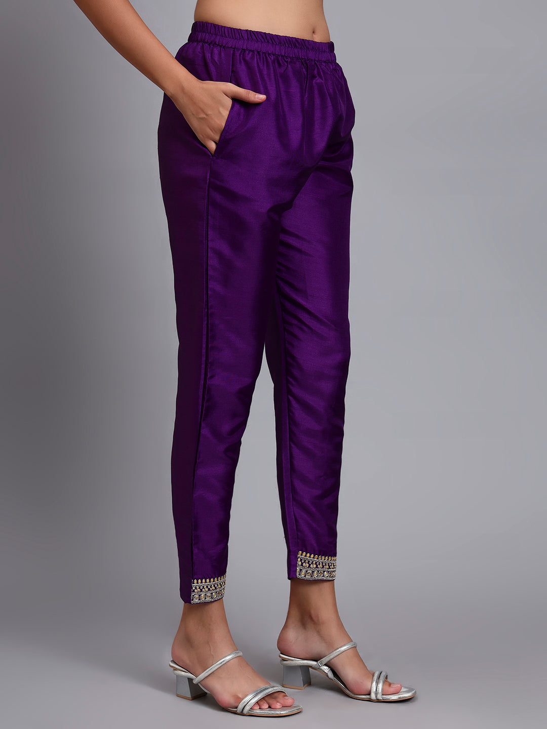 Purple Embroidered Kurta Set